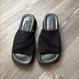 Xhiliration Slip On Black Sandals